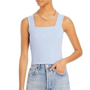 NWT Bloomingdales AQUA Light Blue Ribbed Square Neck Tank - M